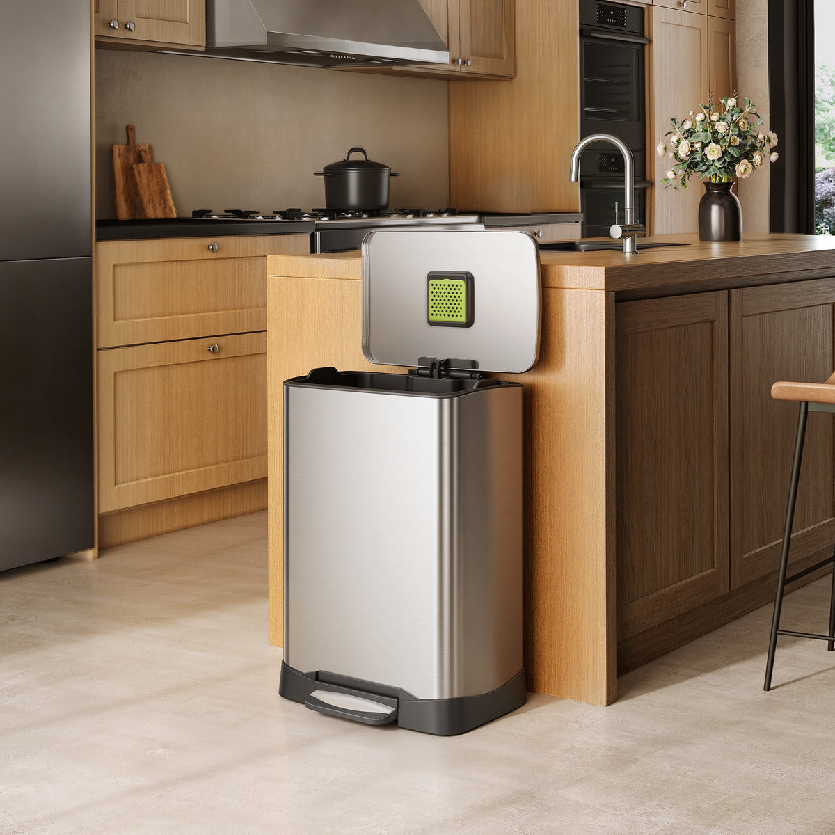 Neo-Cube Stainless Steel Step Trash Can