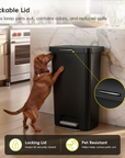 EKO 45L / 12 Gal Pet-Lock Kitchen Trash Can with Lid