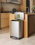 Neo-Cube 28+18L / 7.4+4.8 Gal Dual Compartment Stainless Steel Step Trash Can