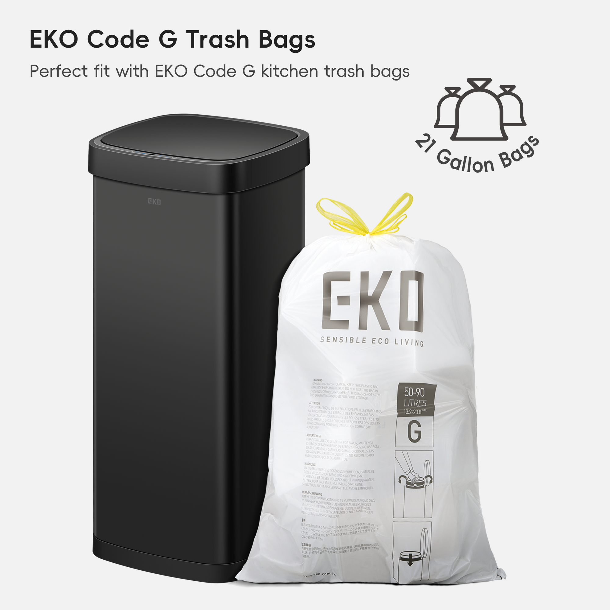 eko　0710 EcoSmart 80L / 21 Gallon Motion Sensor Trash Can -Matte Black