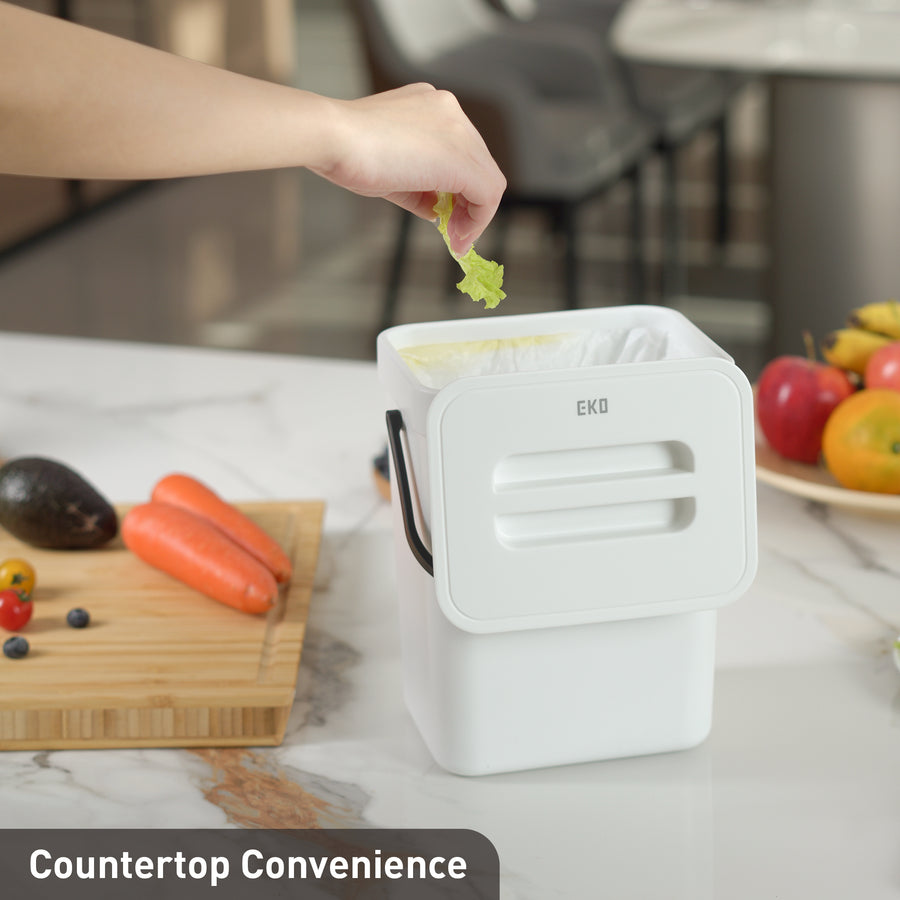 Puro Compost Bin with Lid - White 3L / 0.79 Gal