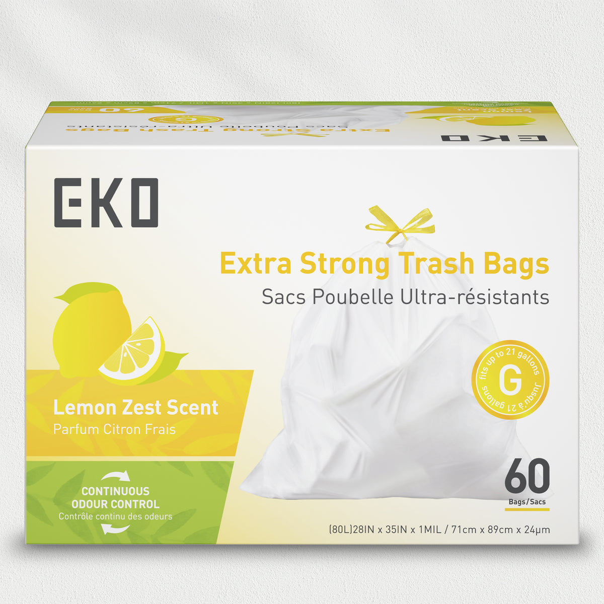 Code G Easy-Dispense Roll Trash Bags, 50-90 L / 13.2-23.8 Gal