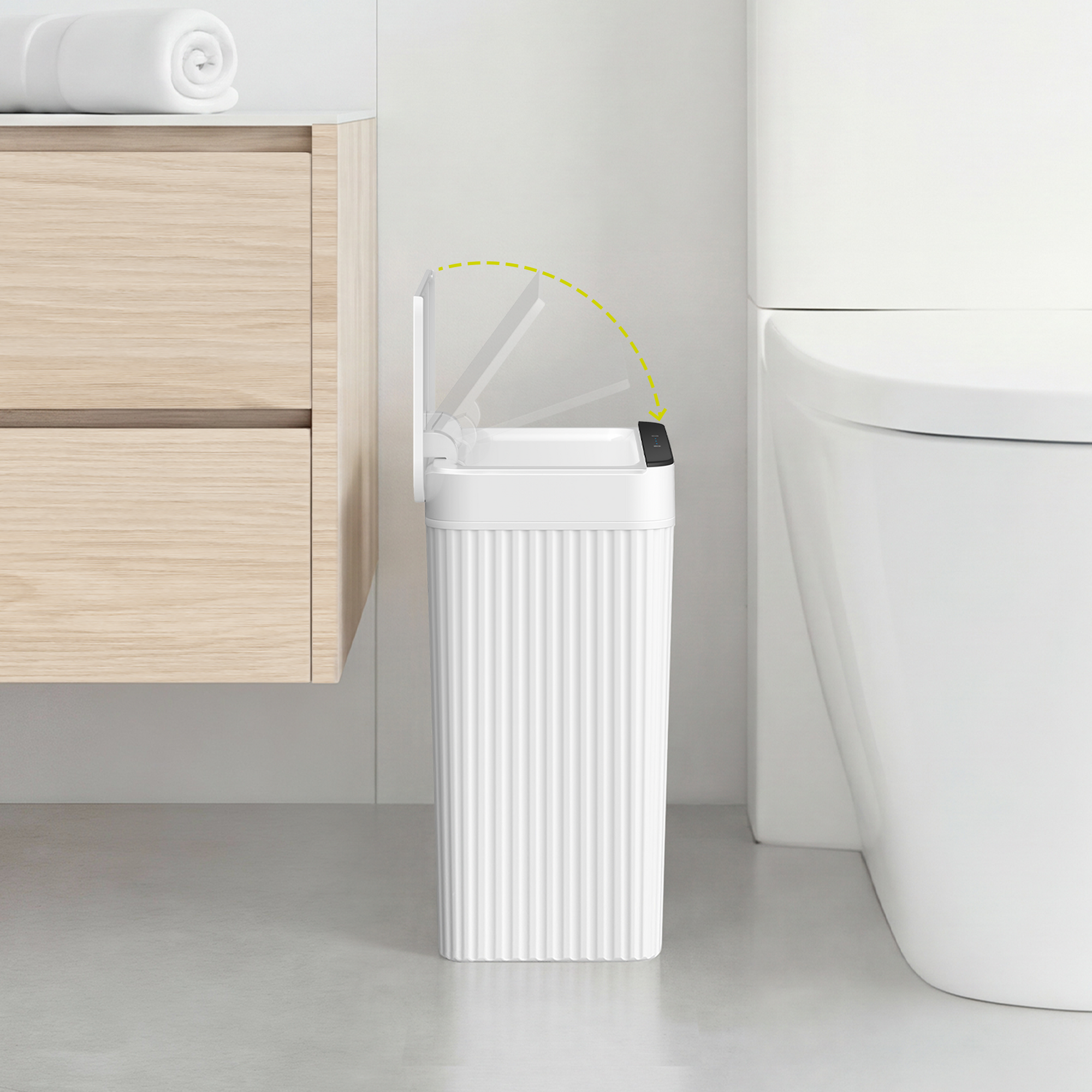 Brio 10L / 2.6 Gallon in White Compact Design Motion Sensor Trash Can