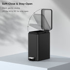 EKO Stella 6 L/1.6 Gal Small Bathroom Step Trash Can - Matte Black – Soft-Close & Stay-Open