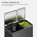 EcoCasa Dual Compartment Step Recycling Can, 30+20 L