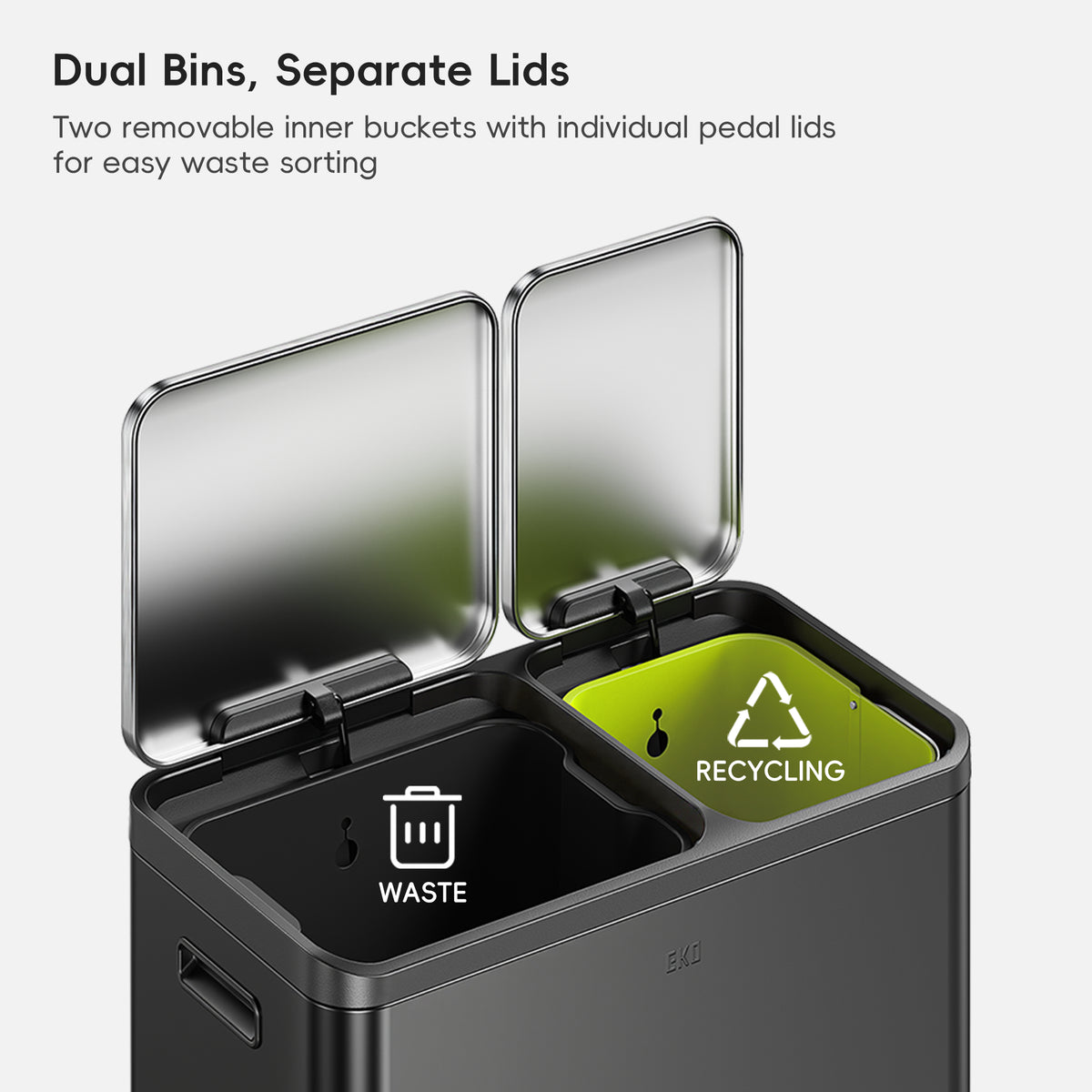 EcoCasa Dual Compartment Step Recycling Can, 30+20 L