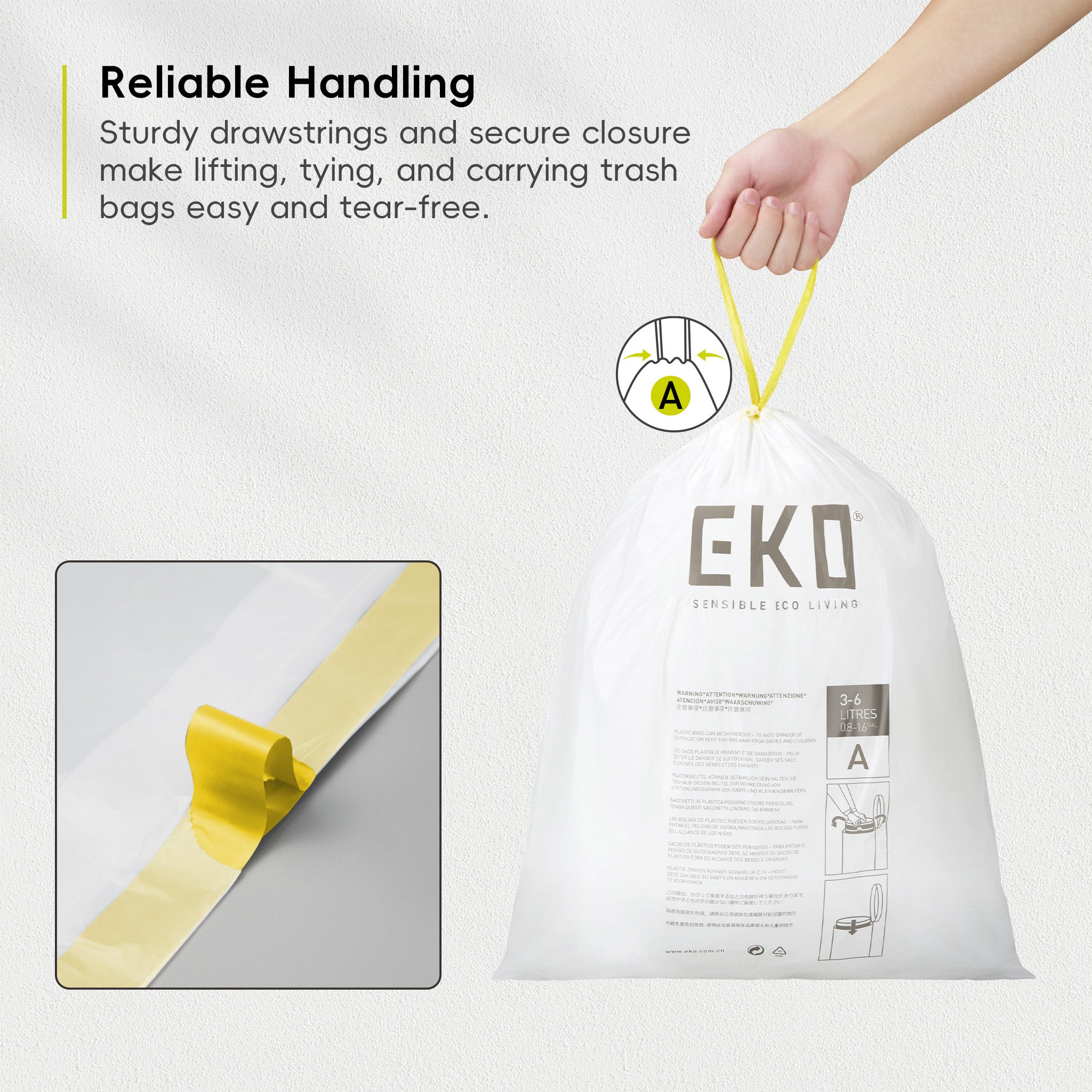 Code A - 1.6 Gal Easy-Dispense Roll Trash Bag - 80 Count – Home by EKO