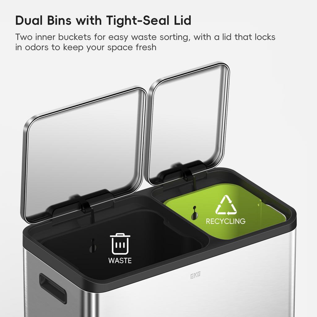EcoCasa Dual Compartment Step Recycling Can, 30+20 L