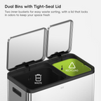 EcoCasa Dual Compartment Step Recycling Can, 30+20 L