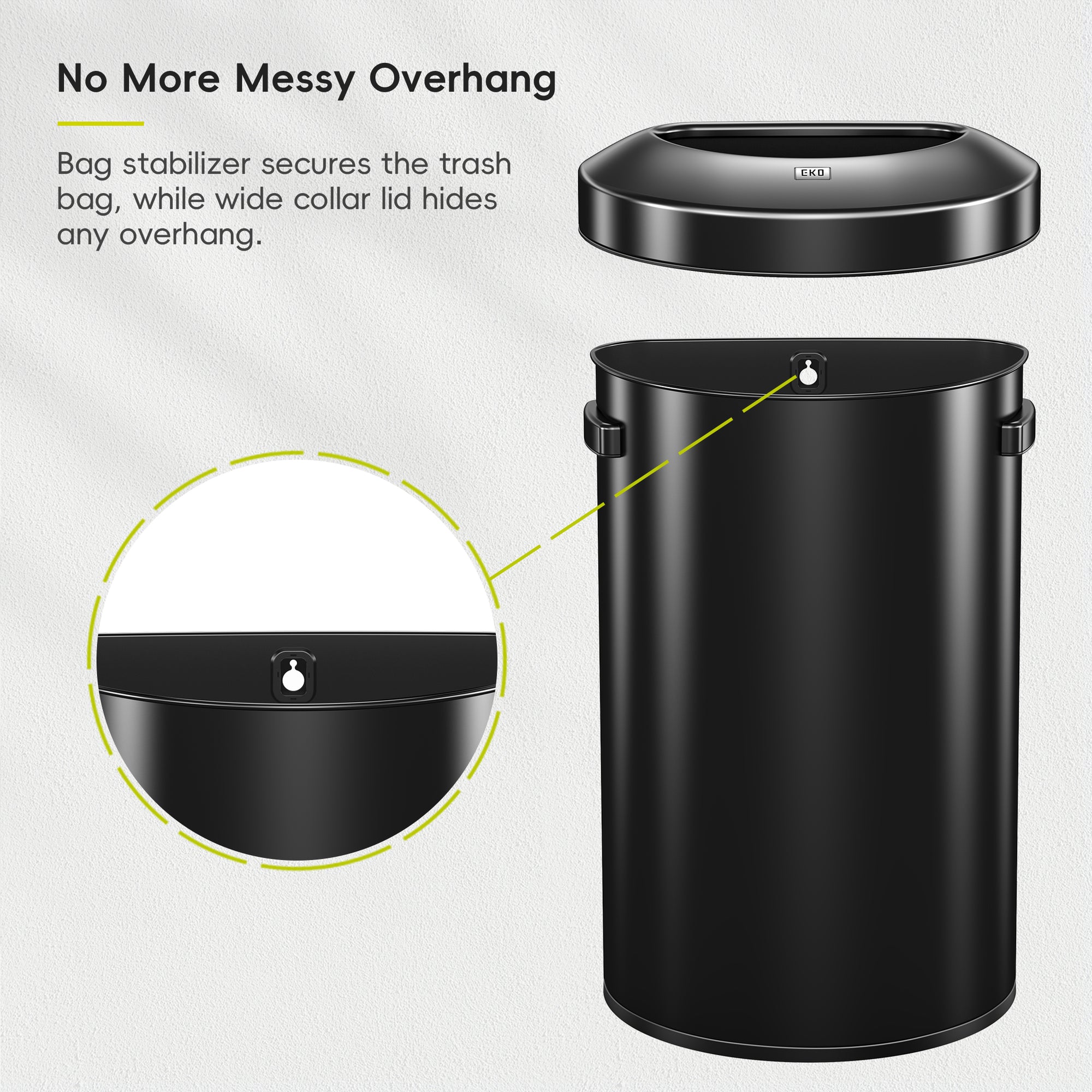 Urban Semi-Round Open Top Can Commercial Grade – 80L / 21 Gal-Matte Black