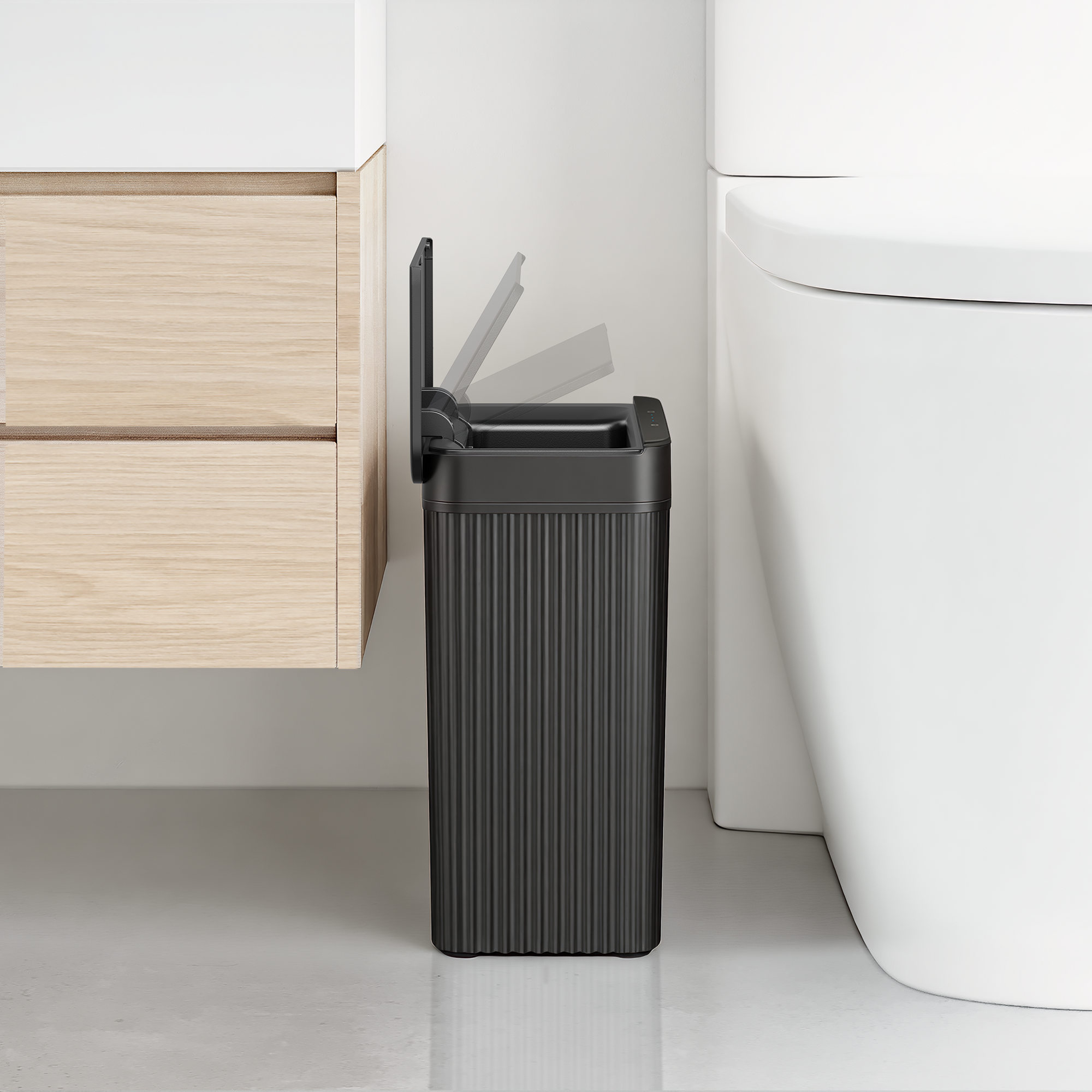 Brio 10L / 2.6 Gallon in Black Compact Design Motion Sensor Trash Can