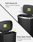 Hana Select 50L / 13 Gallon Plastic Resin Step Kitchen Trash Can - Black