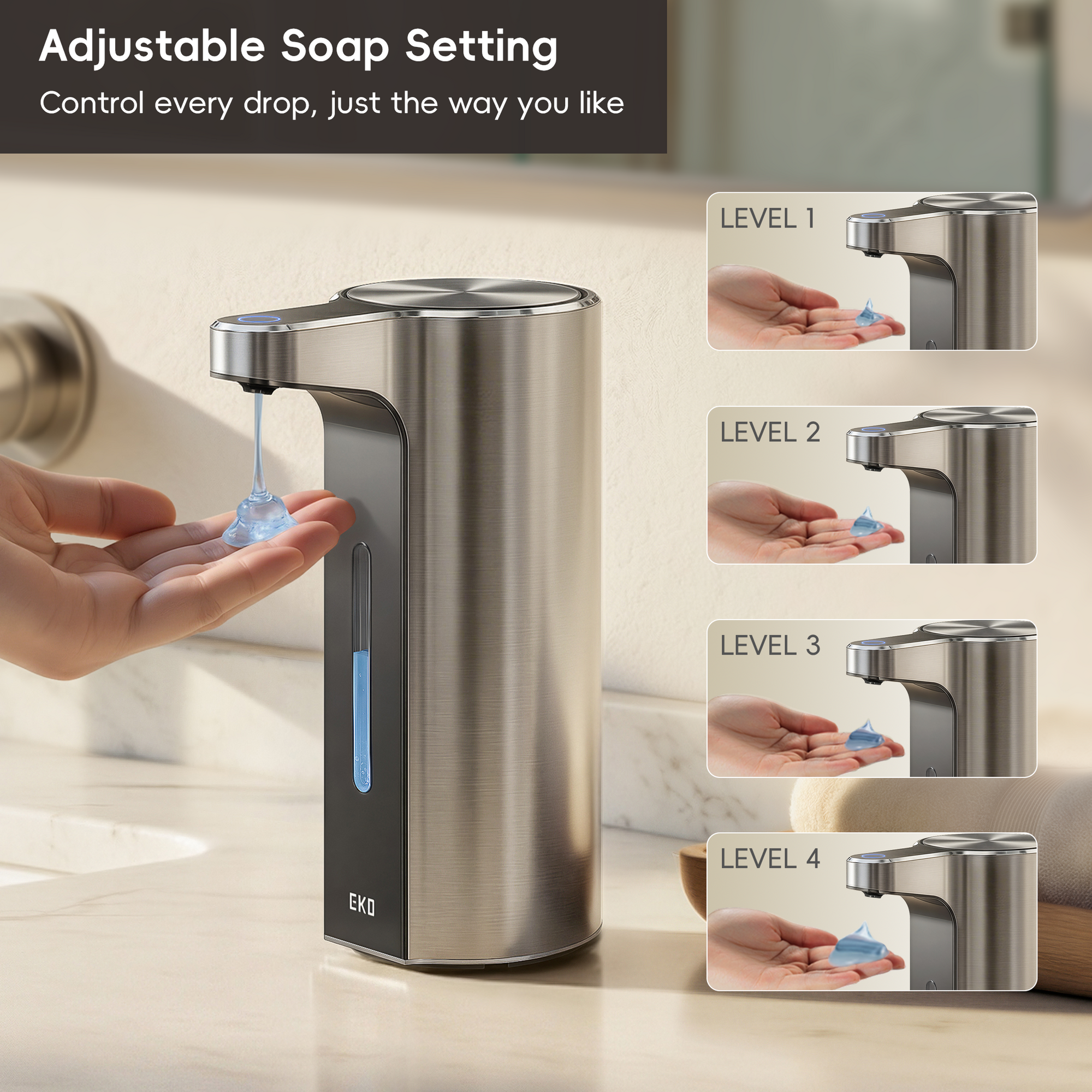 Aroma Pro 13.5 fl oz Touchless Automatic Liquid Soap Dispenser-Stainless Steel
