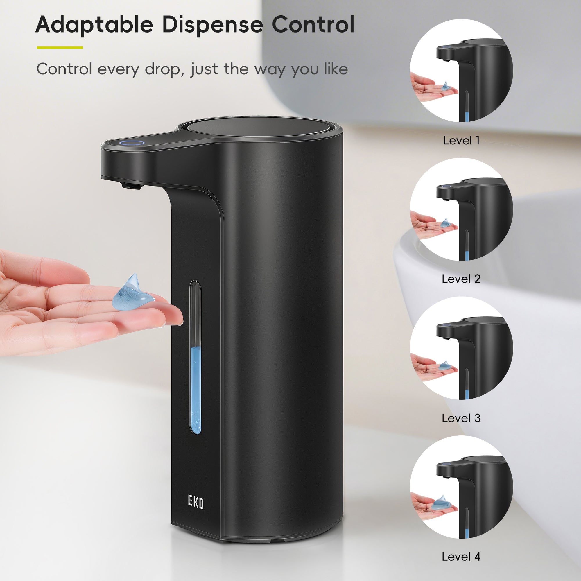 Aroma Pro 13.5 fl oz Touchless Automatic Liquid Soap Dispenser-Matte Black