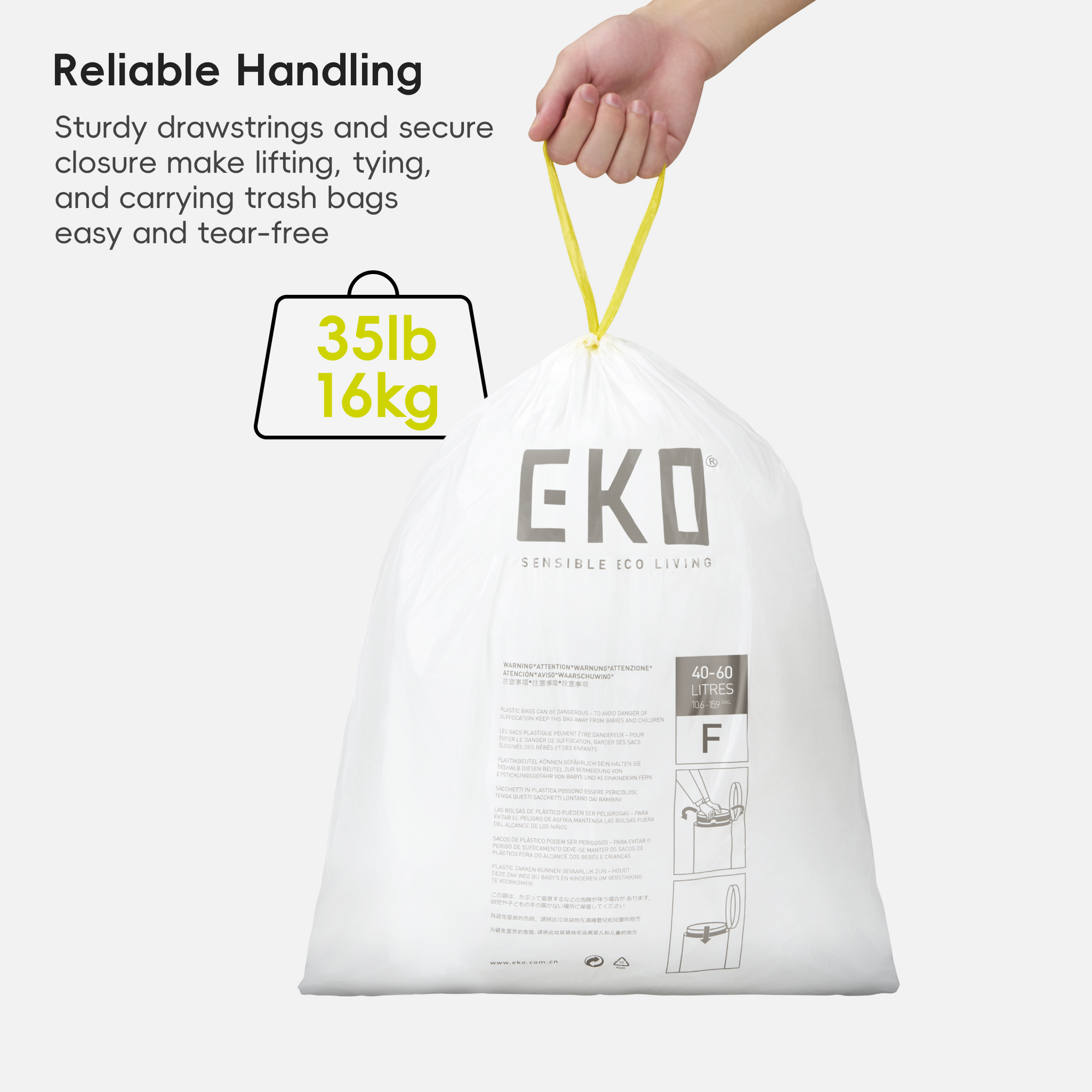 Code F - 13 Gallon  Easy-Dispense Roll Trash Bag - 240 Count