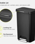 EKO 45L / 12 Gal Pet-Lock Kitchen Trash Can with Lid