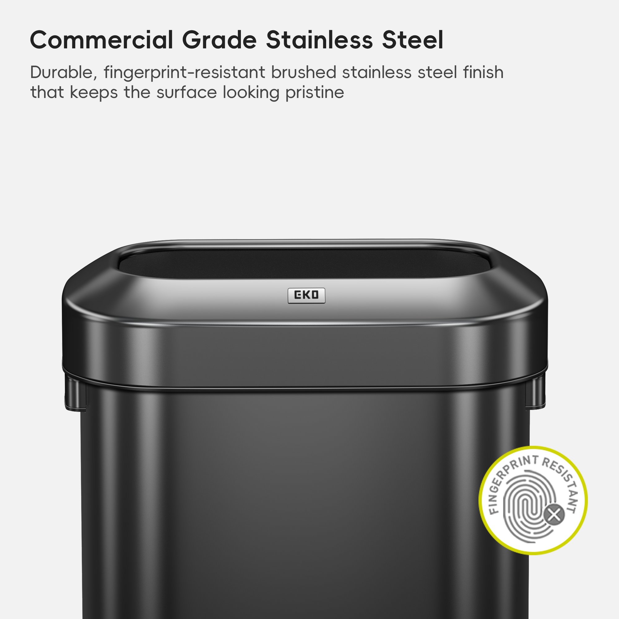 Urban Slim Open Top Can Commercial Grade - 90L / 23.7 Gal-Matte Black