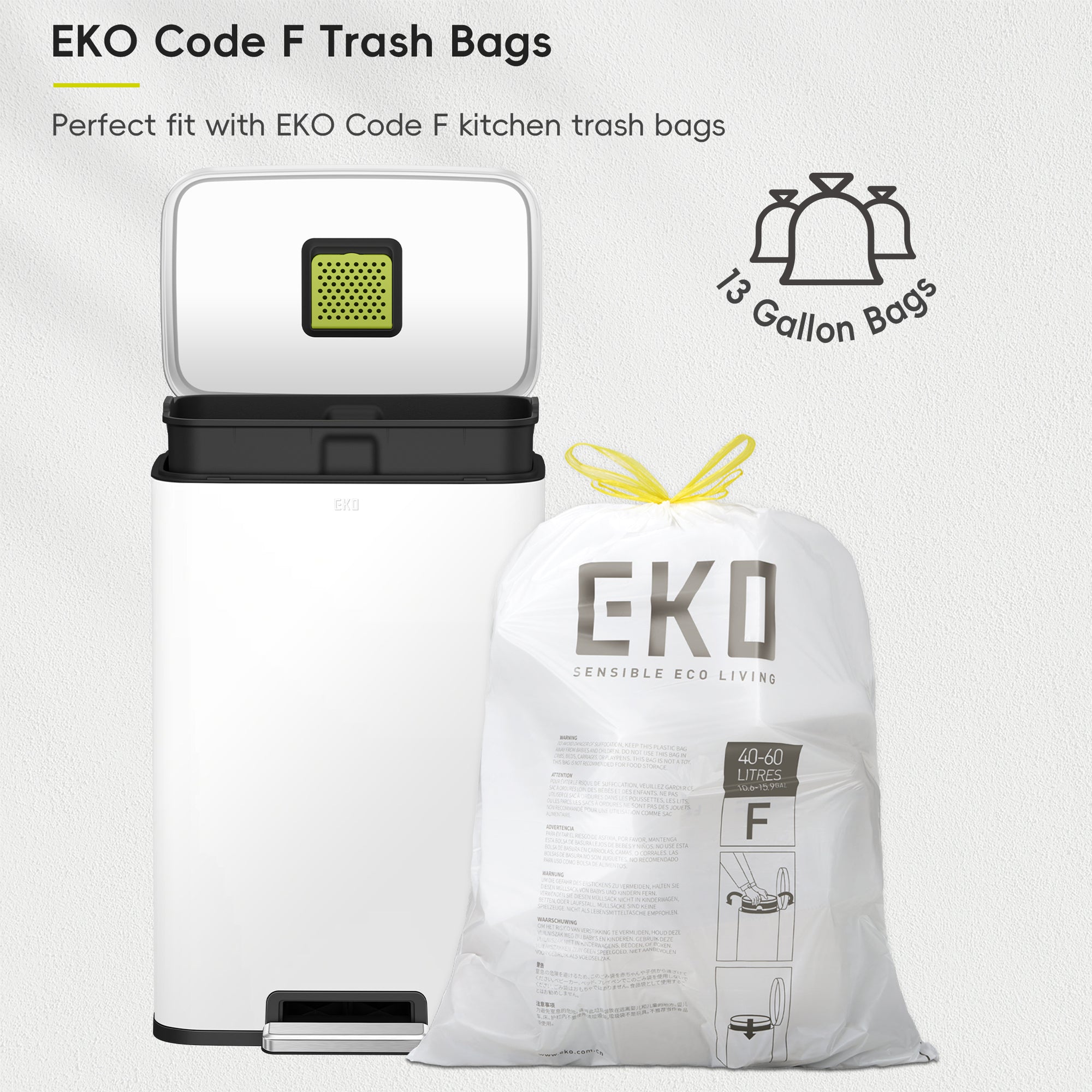 Madison Step Can with Liner – 50L / 13.2 Gal – Matte White