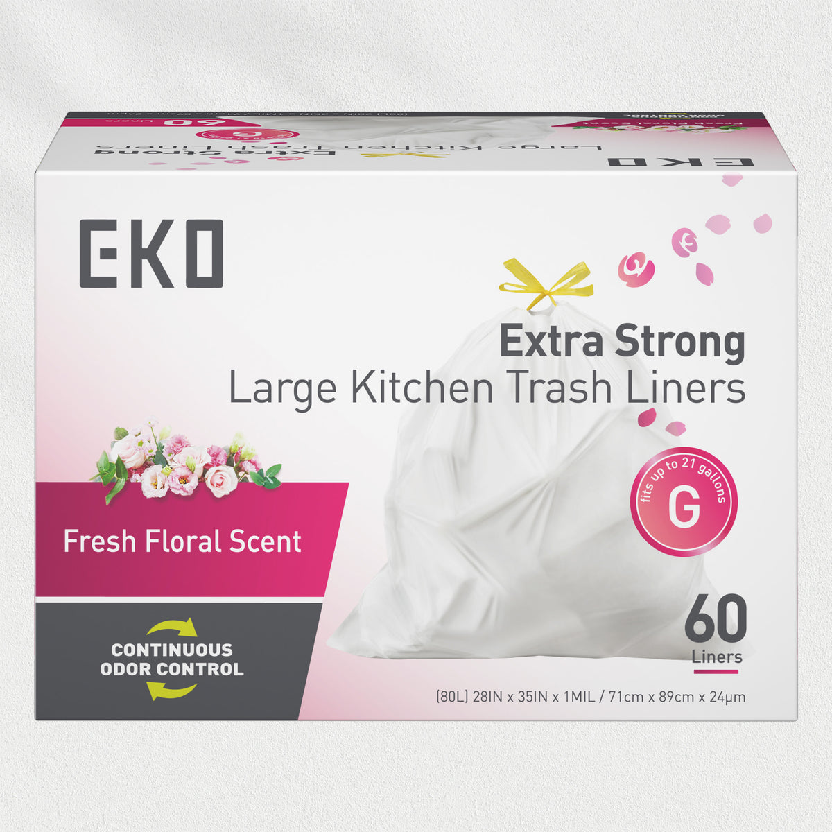 Code G Easy-Dispense Roll Trash Bags, 50-90 L / 13.2-23.8 Gal