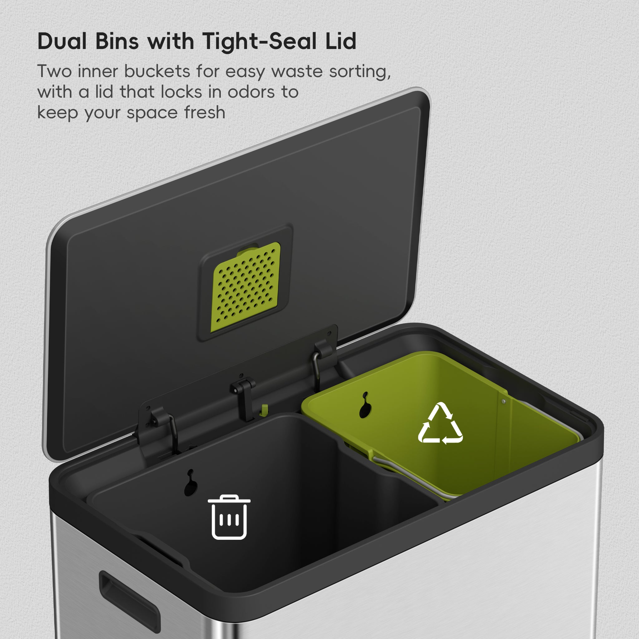 eko　0226 EcoCasa II Step Recycling Can - Dual Compartment 36L+24L – Home by EKO