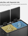 EcoCasa Plus 2 x 10.6 Gal Dual Recycling Trash Can for Kitchen-Matte Black
