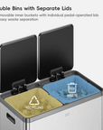 EcoCasa Plus 2 x 10.6 Gal Dual Recycling Trash Can for Kitchen