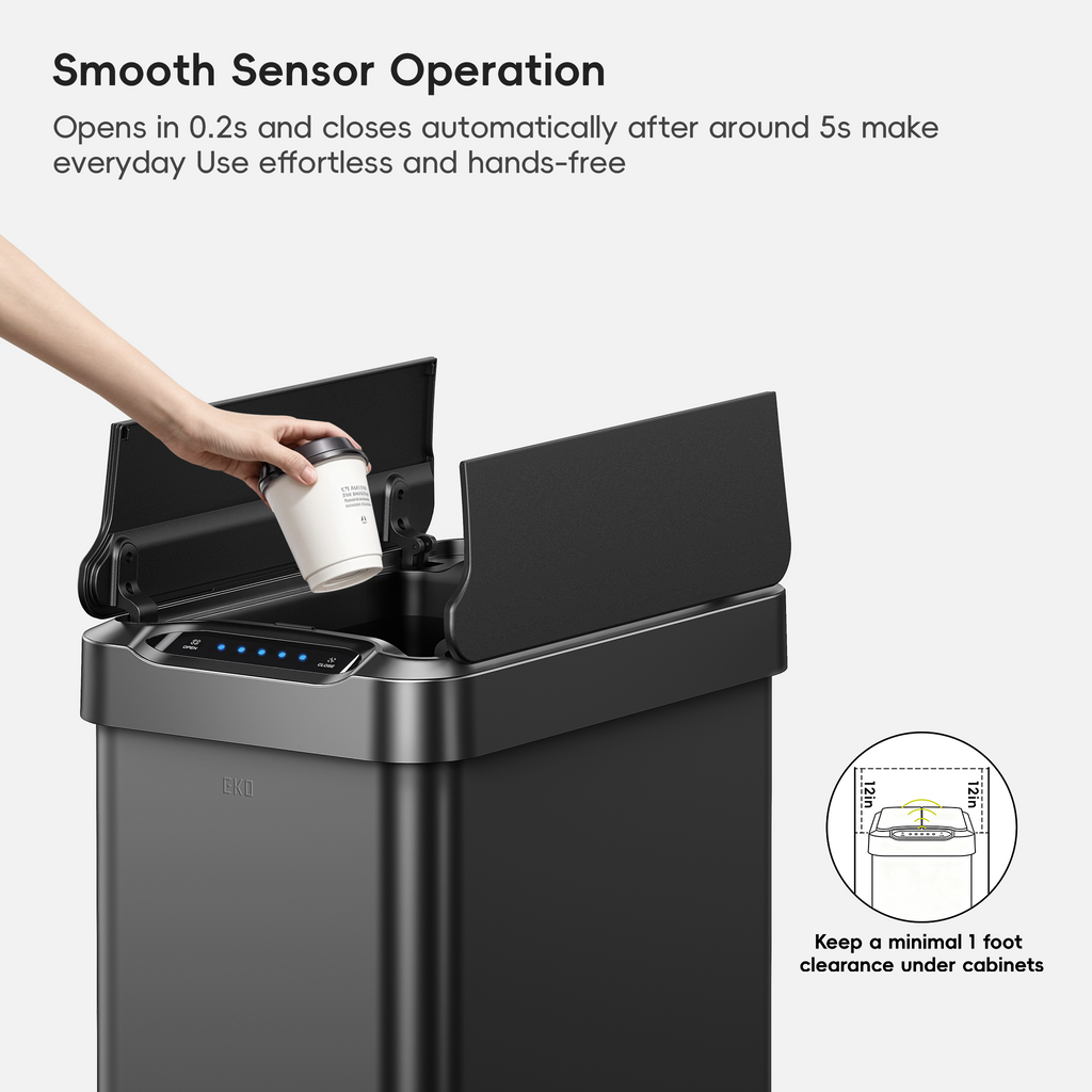 Phantom-T Motion Sensor Trash Can with Dual Wing Lid, 50 L