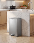 Marina  50 Liter / 13 Gallon Matte Stainless Steel Step Trash Can