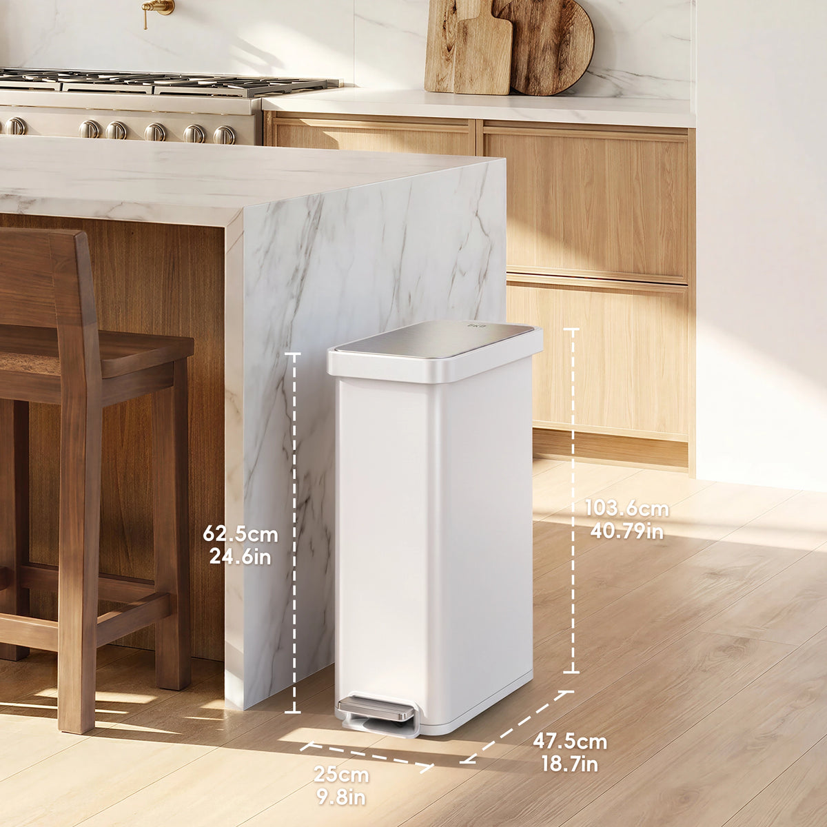 Hudson Slim Step Trash Can, 50 L