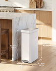 Hudson Slim 50 Liter / 13 Gallon Matte White Step Trash Can with Lid
