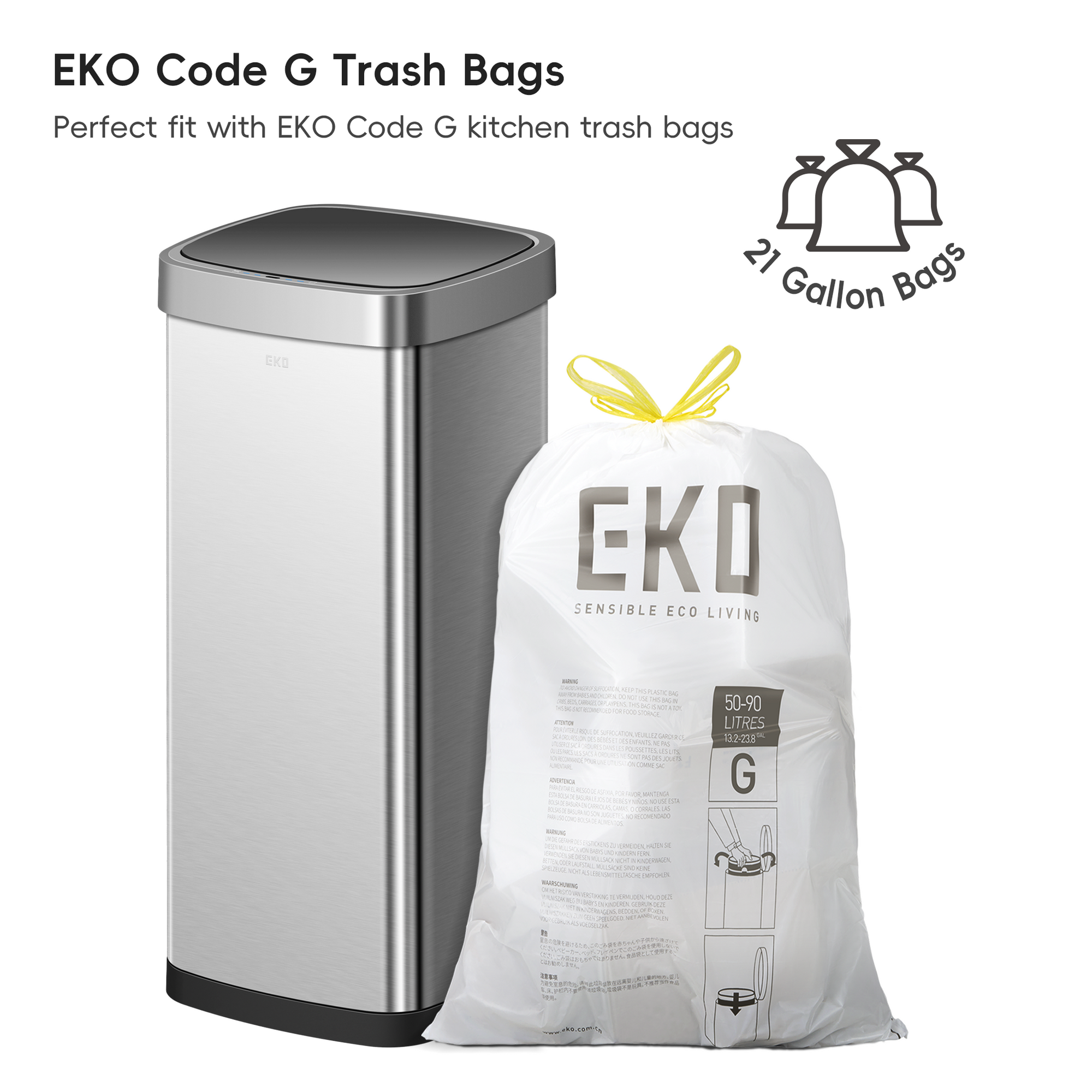 Ecosmart 80L / 21 Gal Motion Sensor Tall and Large Kitchen Trash Ecosmart 80L / 21 Gal Motion Sensor Tall and Large Kitchen Trash