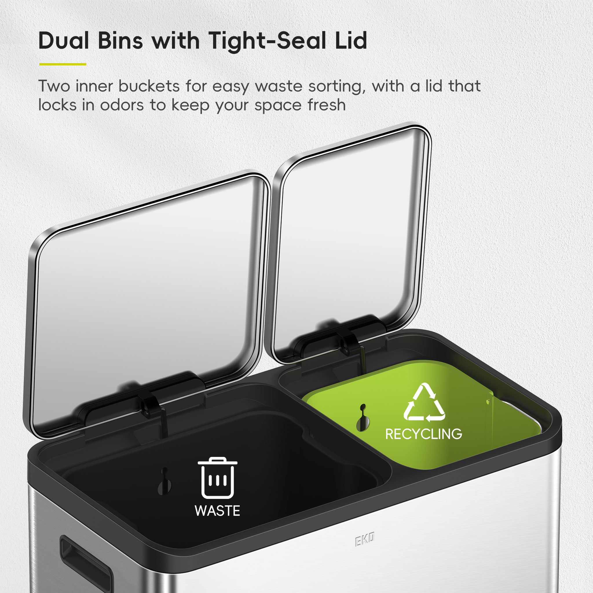 EcoCasa Step Recycling Can - Dual Compartment 30L+20L – Home by EKO