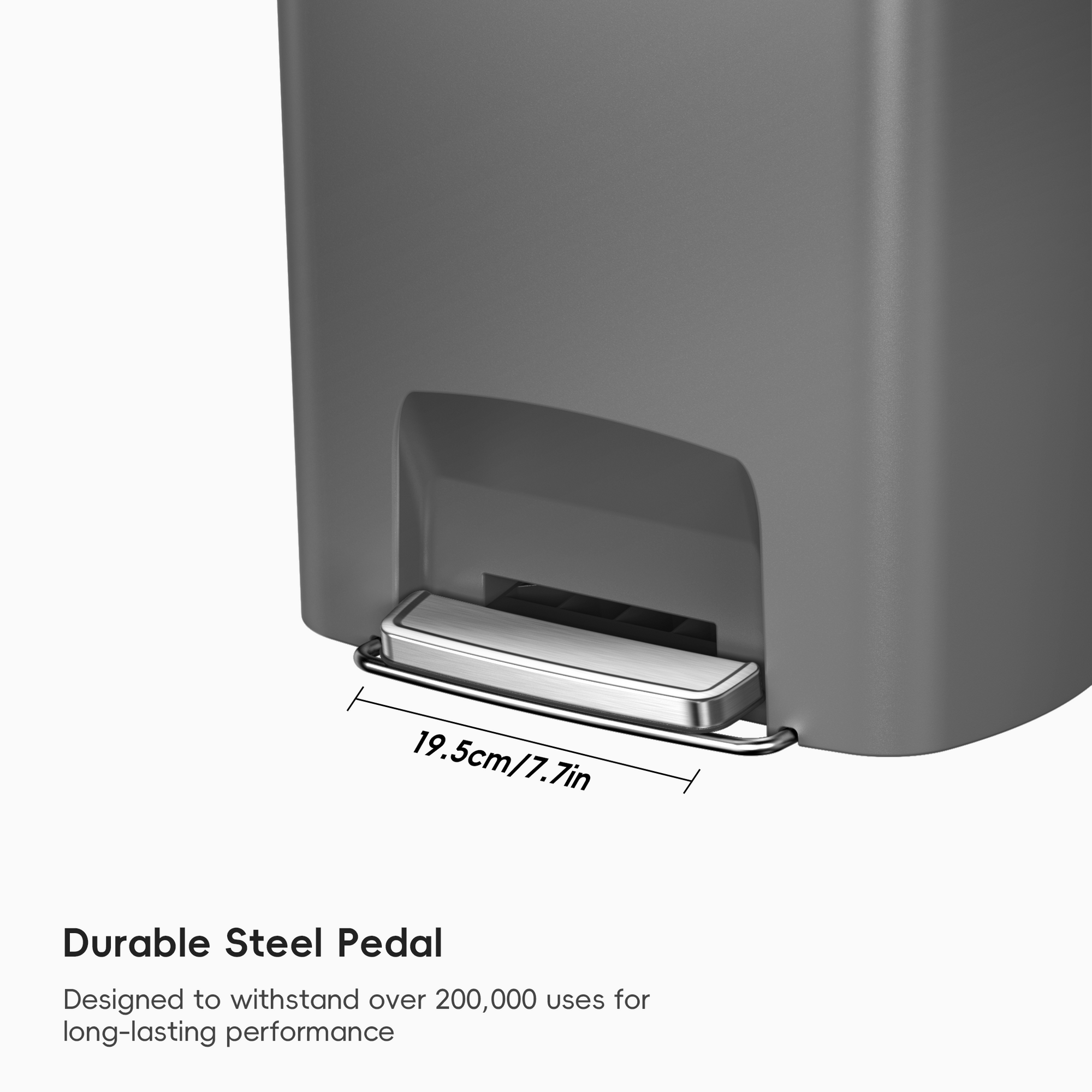 Hana Select 13.2 Gallon / 50L Plastic Resin Step Kitchen Trash Can-Grey