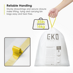 White EKO bin bag with yellow drawstring