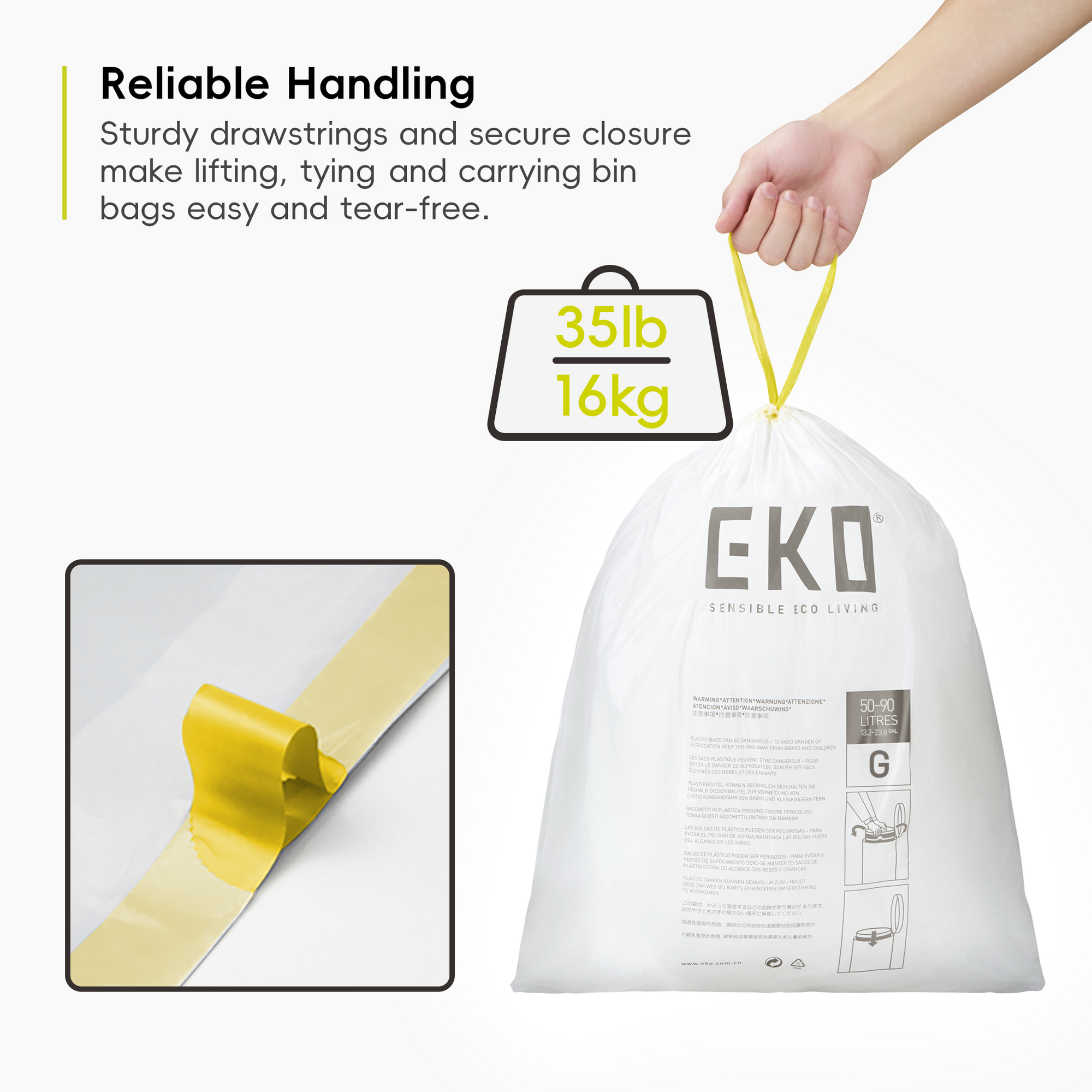 Code G - 21 Gallon Easy-Dispense Roll Trash Bag - 60 Count (80L)