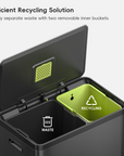 EcoCasa II Step Recycling Can - Dual Compartment 36L+24L-Matte Black