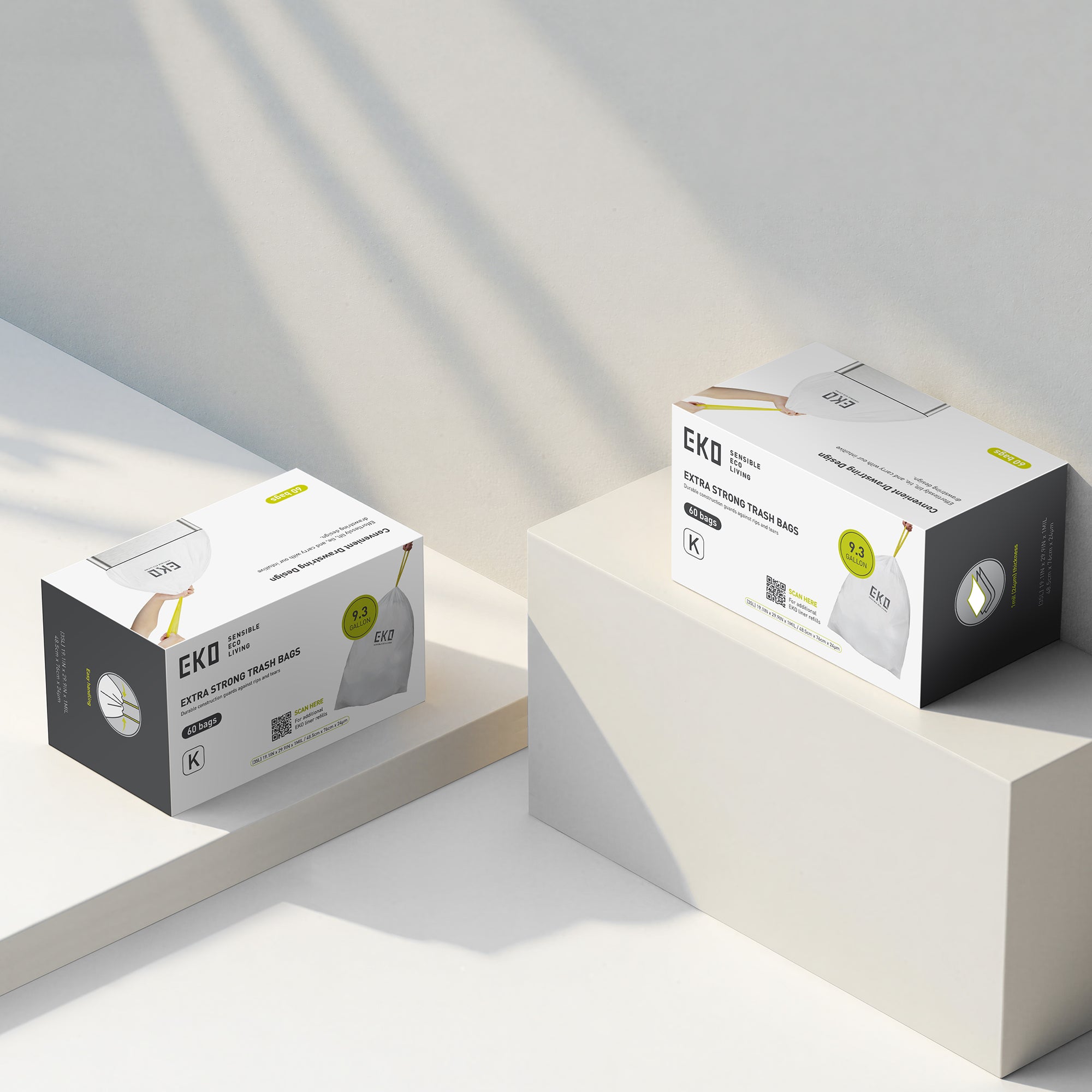 Code K -9.3 Gallon Easy-Dispense Roll Trash Bag - 60 Count