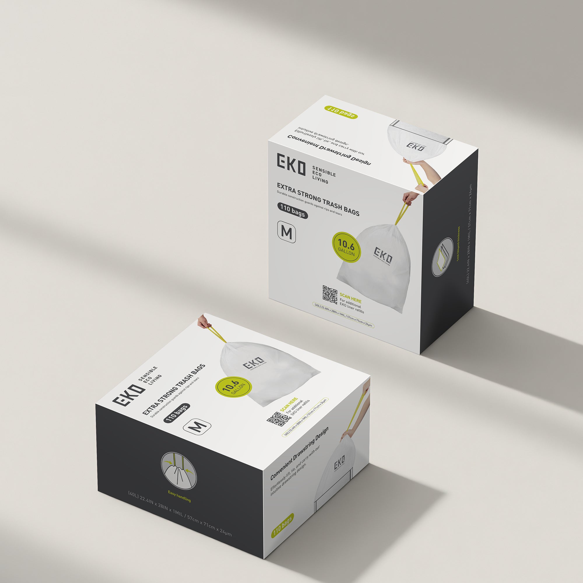 Code M -10.6 Gallon Easy-Dispense Roll Trash Bag - 110 Count