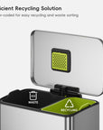 Neo-Cube 28+18L / 7.4+4.8 Gal Dual Compartment Stainless Steel Step Trash Can