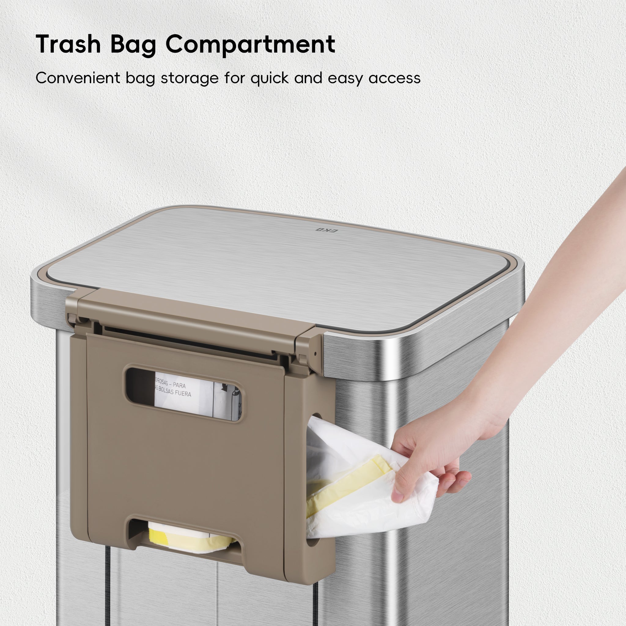 Hudson 75L Step Can w/Bag Compartment - Stainless Steel – Home by EKO