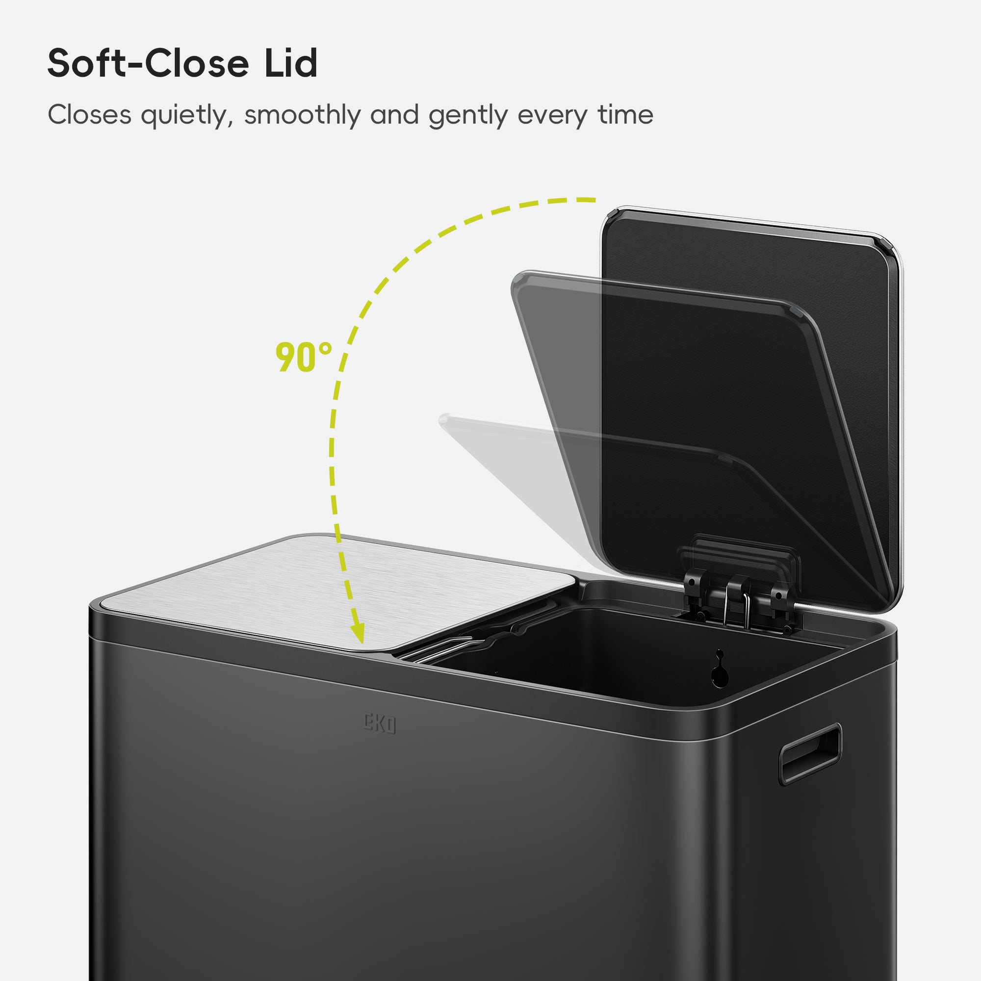 EcoCasa Plus 2 x 10.6 Gal Dual Recycling Trash Can for Kitchen-Matte Black