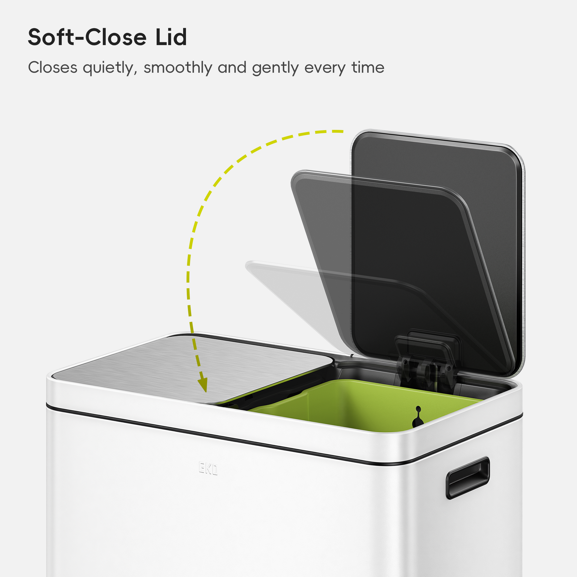 Edison 8+8 Gal Kitchen Trash Can with Dual Removable Liners-Matter White