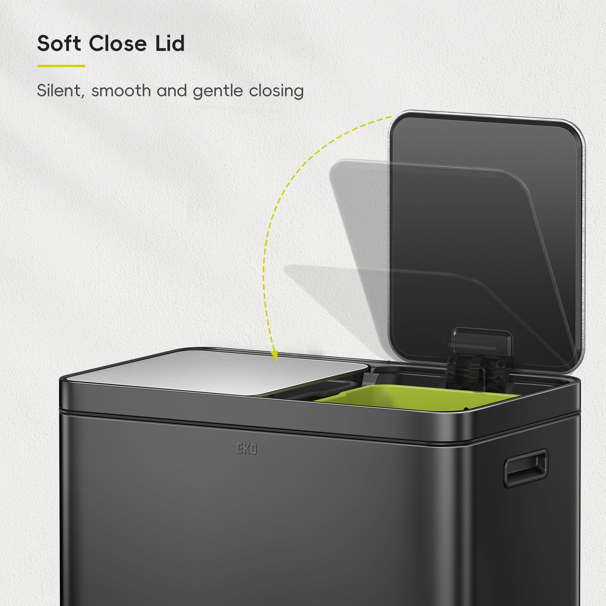 EcoCasa II Step Recycling Can - Dual Compartment 36L+24L-Matte Black