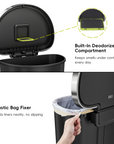HANA Semi-Round 55L/ 14.5 Gallon Plastic Resin Step Kitchen Trash Can-Black