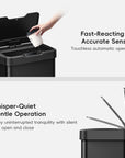 Mirage-T  50 Liter / 13 Gallon  Stainless Steel Motion Sensor Can - Matte Black