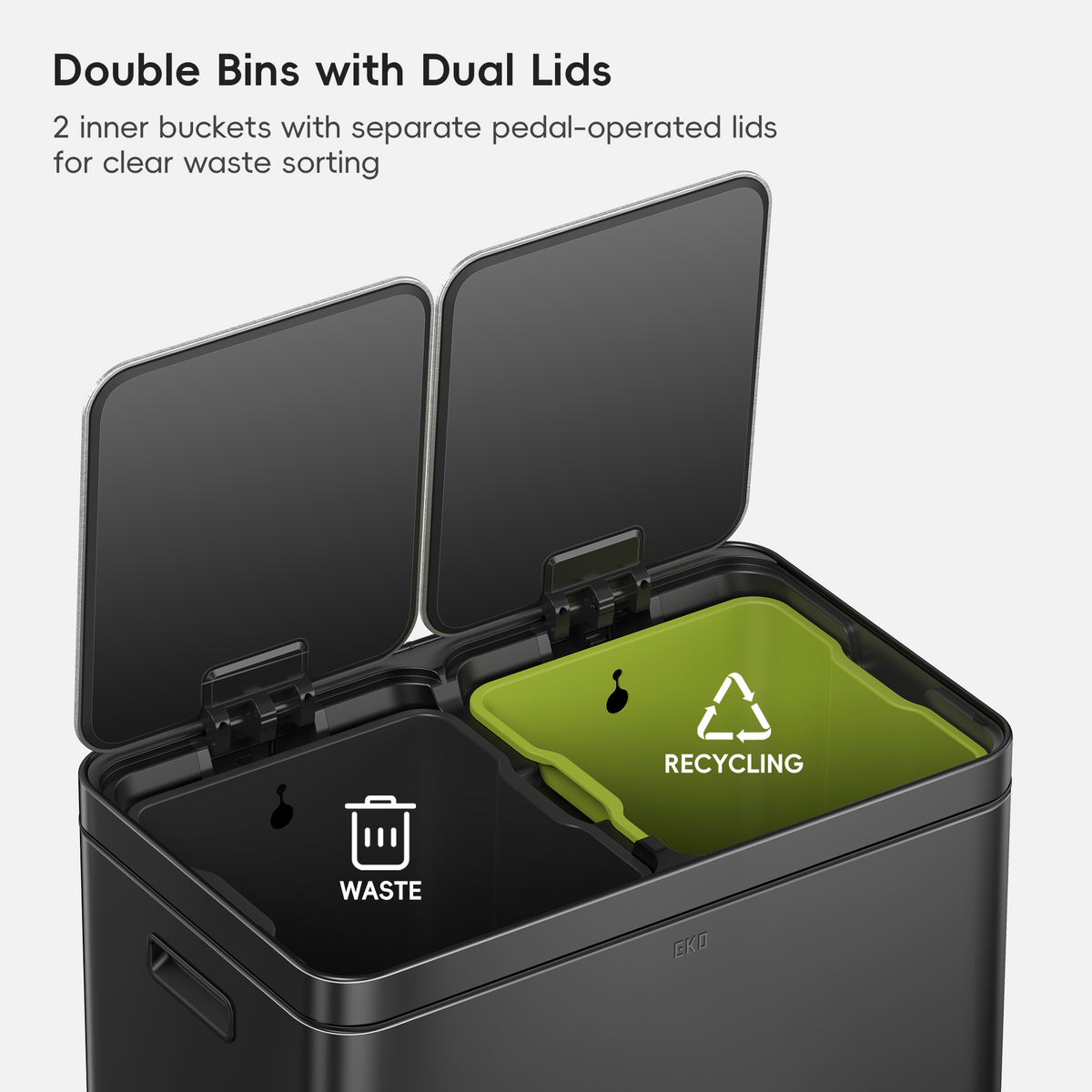 Edison Dual Compartment Kitchen Trash Can, 8+8 Gal