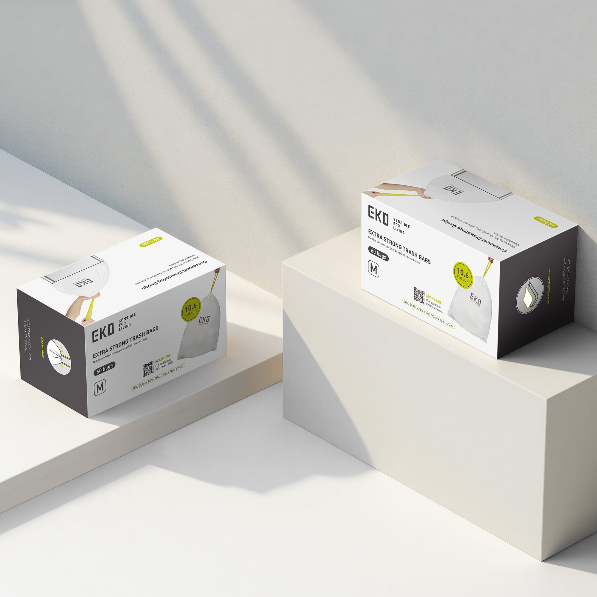 Code M -10.6 Gallon Easy-Dispense Roll Trash Bag - 60 Count