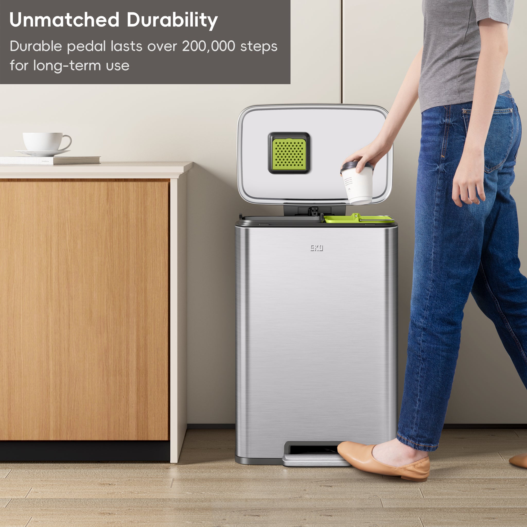 Madison 25L+20L Dual Step Trash Can - Brushed Stainless – Home by EKO