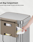 Hudson 50L / 13.2 Gal Step Can with Bag Compartment - Matte Stainless Steel