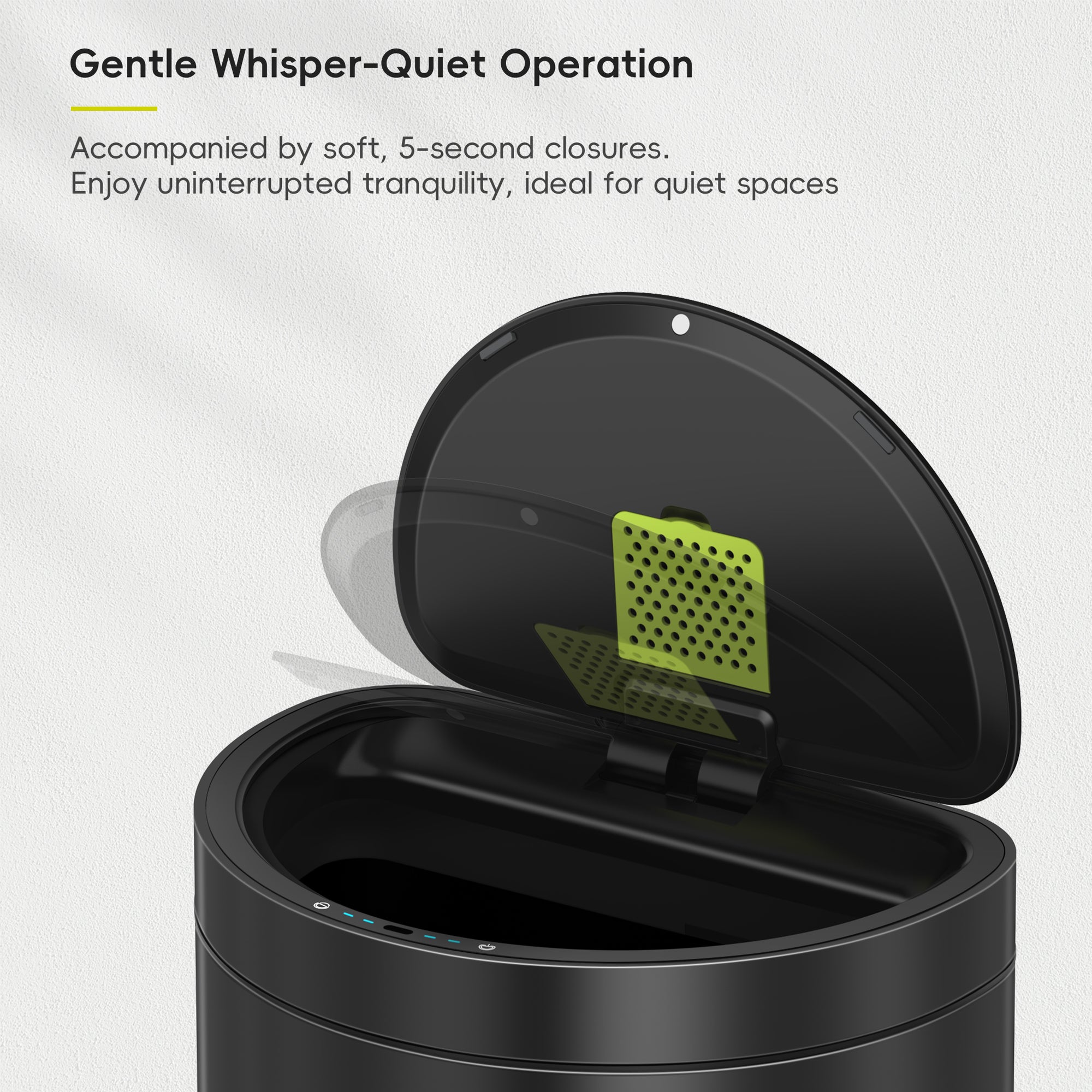 Mirage Semi-Round Motion Sensor Trash Can, 47 Liter / 12.4 Gallon, Matte Black